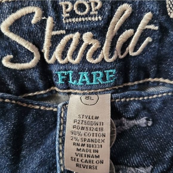 REFUGE POP STARLET FLARE Distressed Stretch Denim Jeans Womens Size 8 Long Tall - Picture 9 of 9